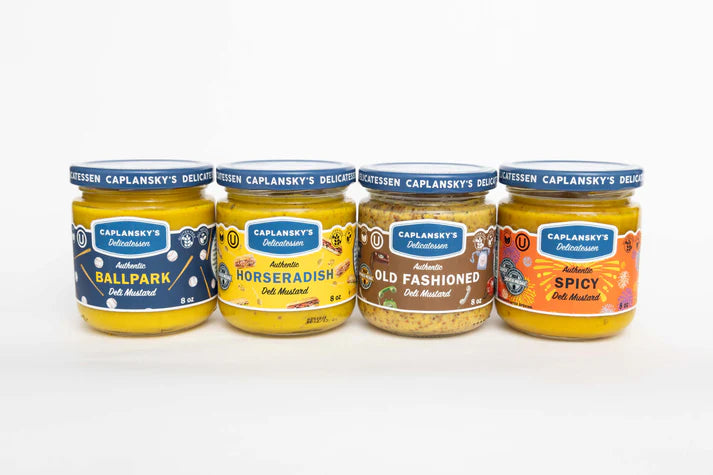The Caplansky's small-batch deli mustard lineup